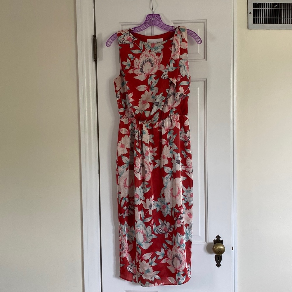 Charles Henry red with flowers cocktail dress size S